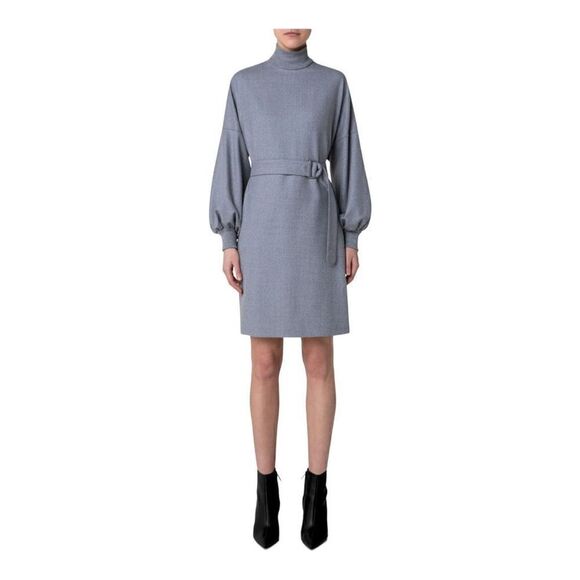 AKRIS Punto Gray Flannel Wool Dress Size 16 NWT** no belt - Picture 1 of 8